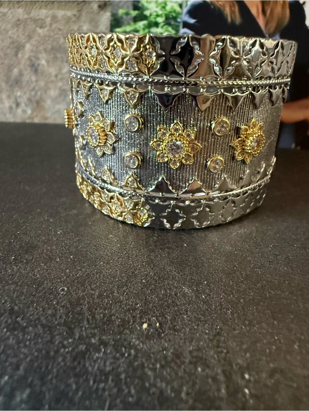 Freida Rothman GORGEOUS Gold & Silver Embellished Cuff Bracelet